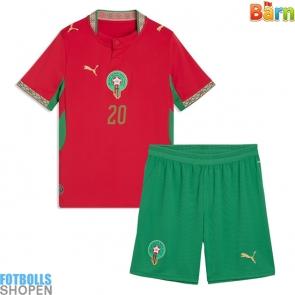 Billiga Marocko Ayoub El Kaabi #20 Hemmatröja Barn VM 2026 Kortärmad (+ Korta byxor)